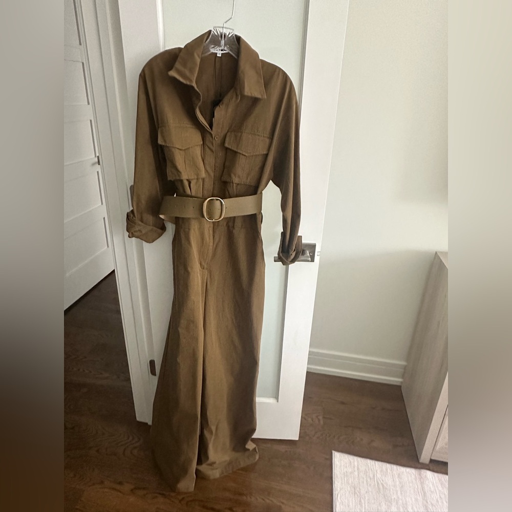 Fashion Nova Olive Utility Wide-Leg Jumpsuit with Belt - Picture 2 of 4